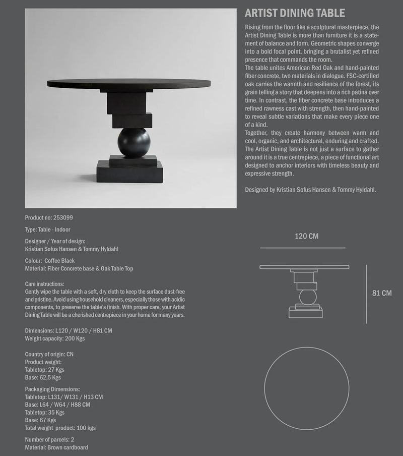 101 Copenhagen Artist Yemek Masası Ø120 cm