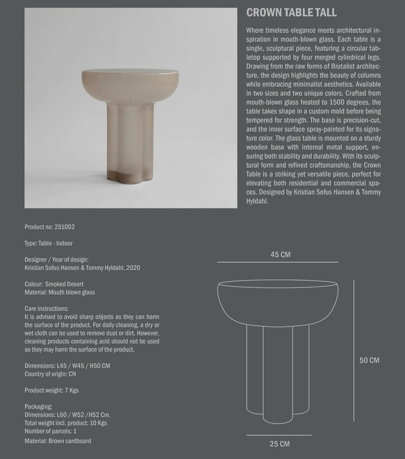 101 Copenhagen Crown Smoked Desert Coffee Table Tall