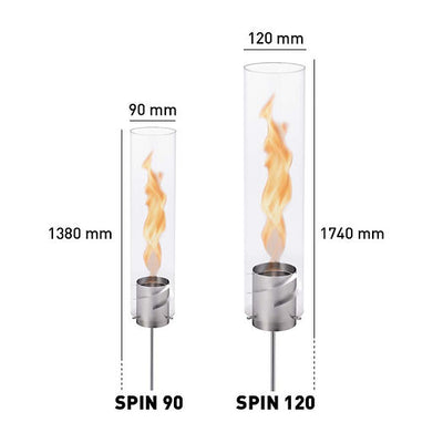 Decofire Spin 90 Garden Torch Gümüş Masaüstü Şömine