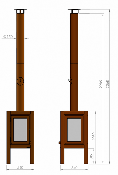 Decofire Quaruba XXL 4-sided Brown Glass Fireplace