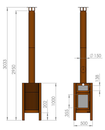 Decofire Quercus 3 Taraflı Kahverengi Cam Şömine