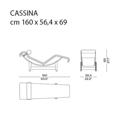 Cassina 4 Chaise Longue à réglage Continu, Durable Şezlong