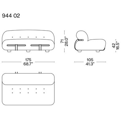 Cassina Soriana 2 Kişilik Kanepe