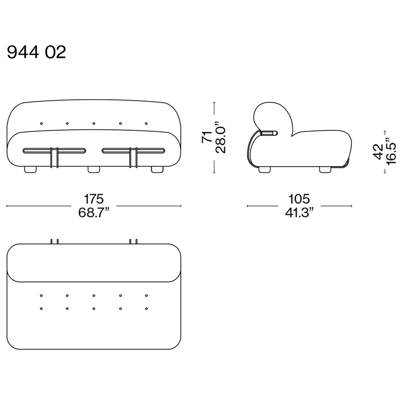 Cassina Soriana 2 Kişilik Kanepe