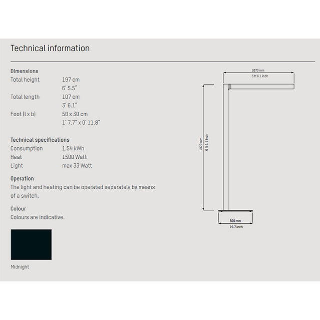 Heatsail Twig Siyah Isıtıcılı Bahçe Aydınlatması