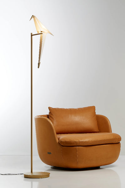 Moooi Perch Light Brass and White Lambader