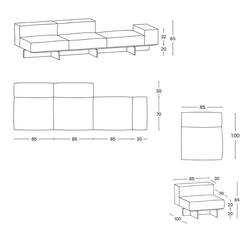 Tonelli Design Soft Glass Collection Sofa