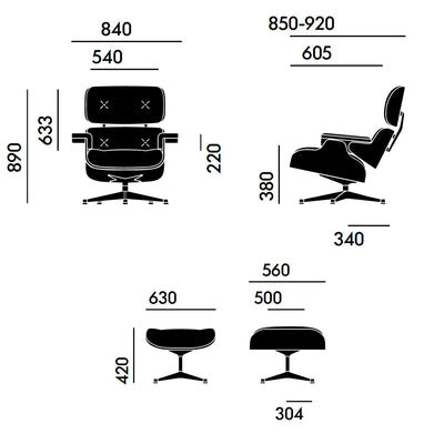 Vitra Eames Tekli Koltuk & Puf - Black Pigmented Walnut