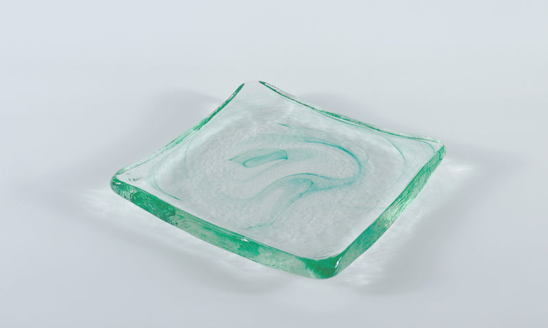Amorf Form Şeffaf-Koyu Yeşil Renkli Cam  22 x 22 cm