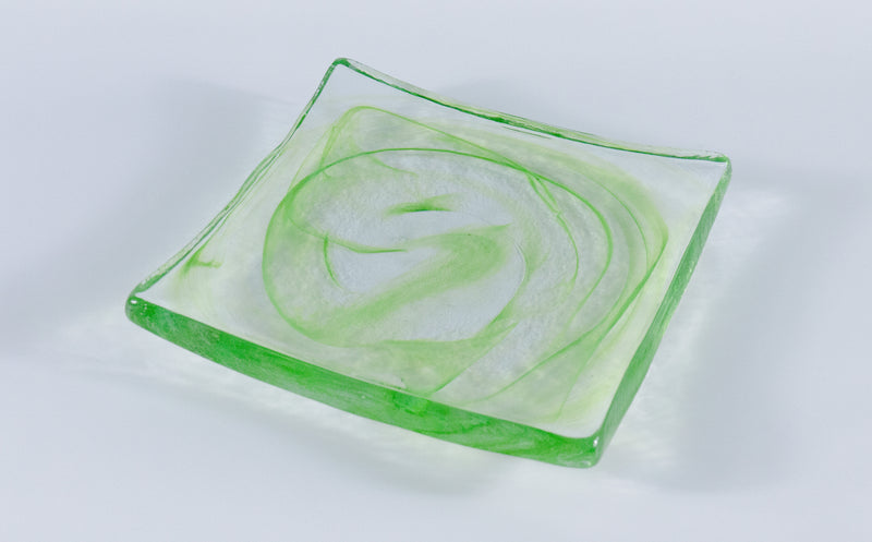 Amorphous Form Transparent - Light Green Coloured Glass 22 x 22 cm
