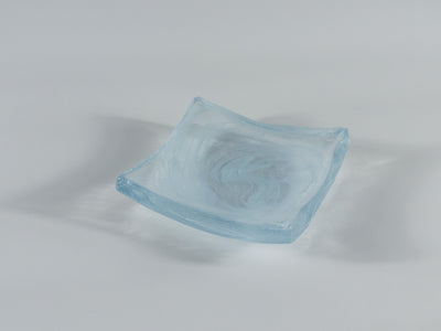 Amorf Form Şeffaf- Beyaz Renkli Cam  16 x 16 cm