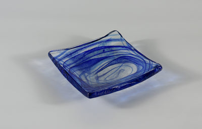 Amorphous Form Transparent - Cobalt Coloured Glass 16 x 16 cm