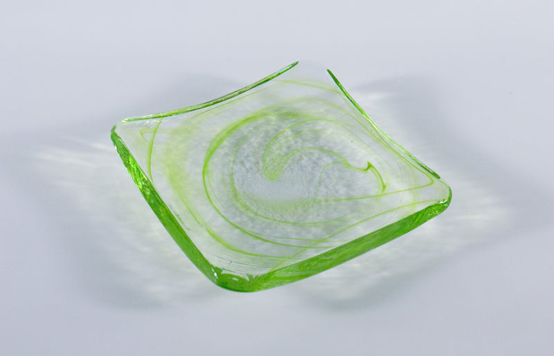 Amorphous Form Transparent - Light Green Coloured Glass 16 x 16 cm