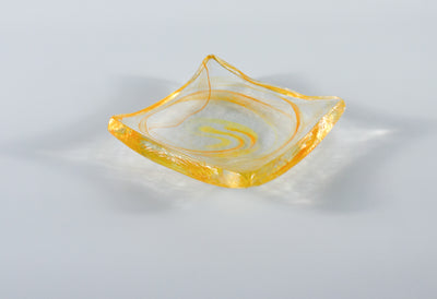 Amorf Form Şeffaf-Sarı Renkli Cam  12 x 12 cm