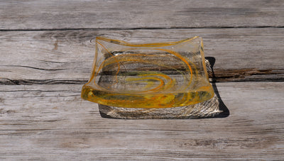 Amorphous Form Transparent - Yellow Coloured Glass 12 x 12 cm