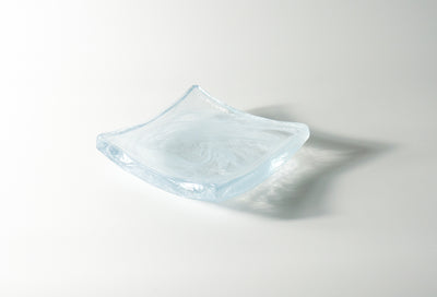 Amorf Form Şeffaf-Beyaz Renkli Cam  12 x 12 cm
