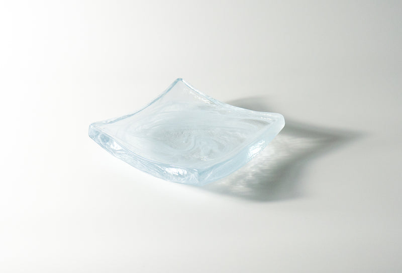 Amorphous Form Transparent - White Coloured Glass 12 x 12 cm
