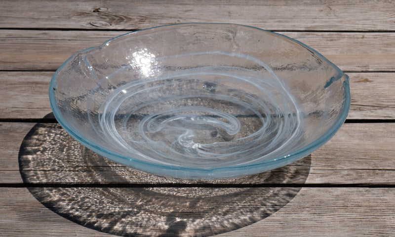 Amorphous Form Transparent - White Coloured Glass  Ø 34,5 cm