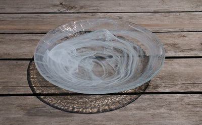 Amorphous Form Transparent - White Coloured Glass  Ø 33,5 cm