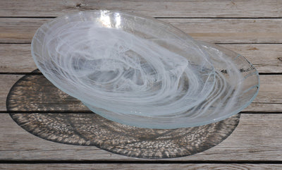 Amorf Form Şeffaf- Beyaz Renkli Cam  Ø 33,5 cm