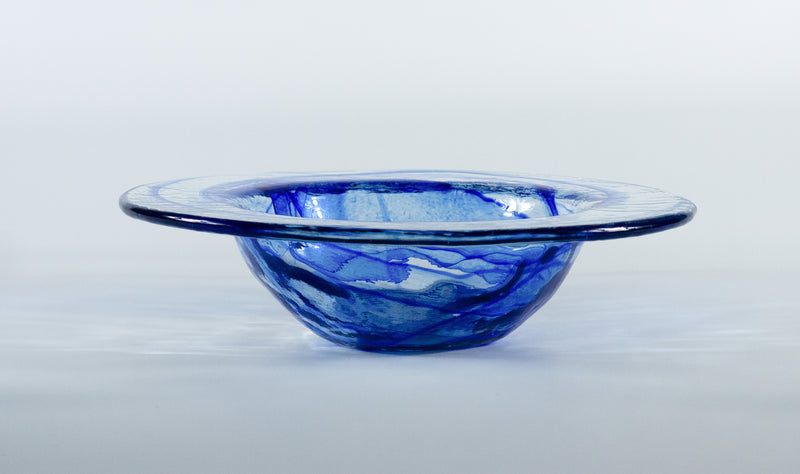 Amorphous Form Transparent -  Cobalt Coloured Glass  Ø 34 cm