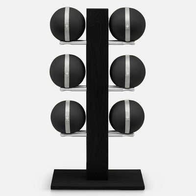 MOXA Set - Set of Leather Medicine Balls on vertical wooden stand | Ultimate