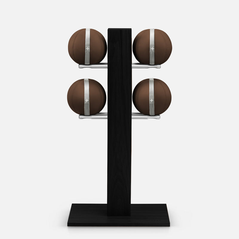 MOXA Set - Set of Leather Medicine Balls on vertical wooden stand | Light