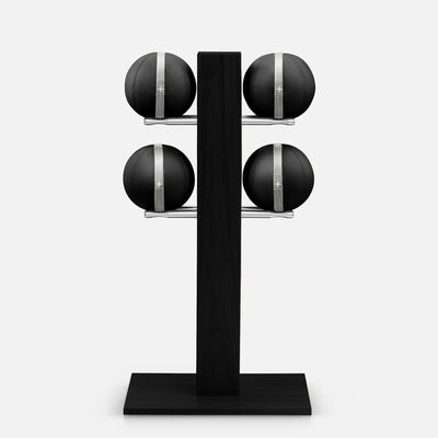 Moxa Set - Set Of Leather Medicine Balls On Vertical Wooden Stand | Light PENT