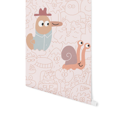 Doodle Bird & Snail Duvar Kağıdı