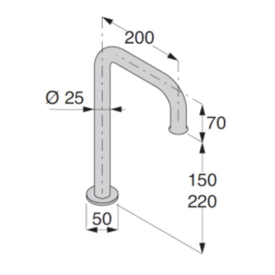 Pipe - Countertop spout for washbasin/tub