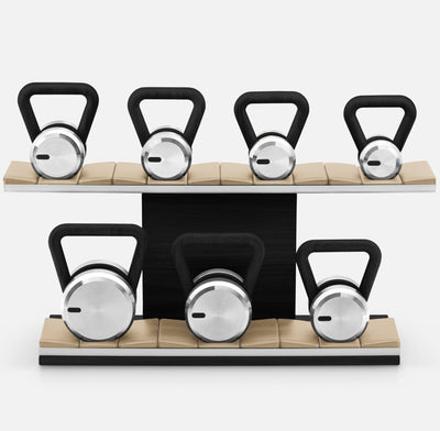 LOVA Set - Kettlebells on a Horizontal Wooden Stand | Ultimate