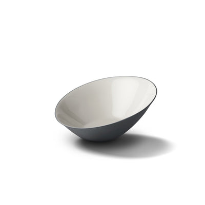 Esma Dereboy Handmade Porcelain Oval Küçük Boy Kase, Siyah&Fildişi Çift Renk
