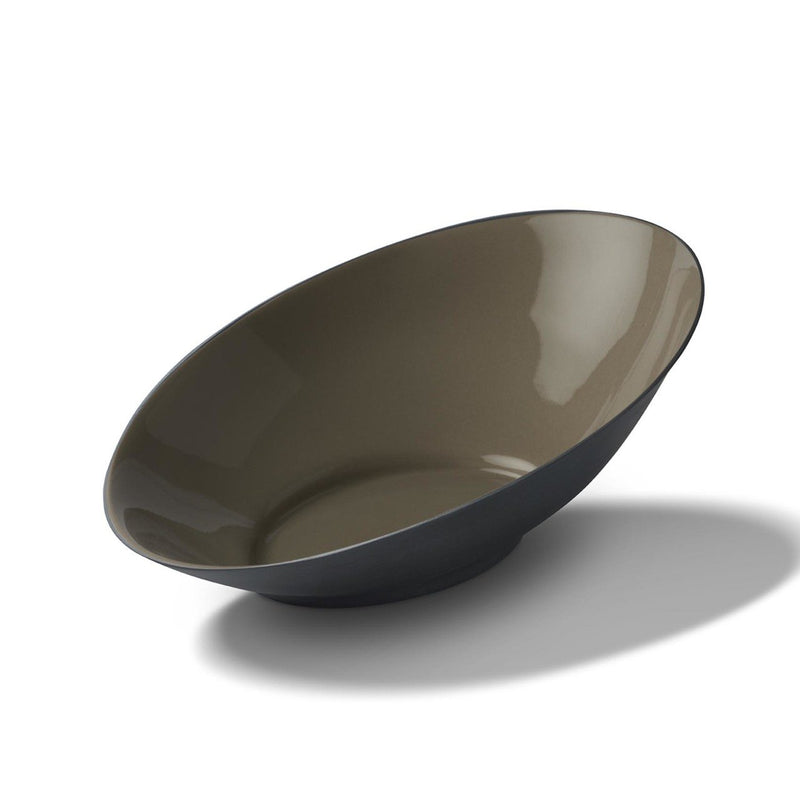 Esma Dereboy Handmade Porcelain Oval Geniş Kase, Siyah&Taş Çift Renk