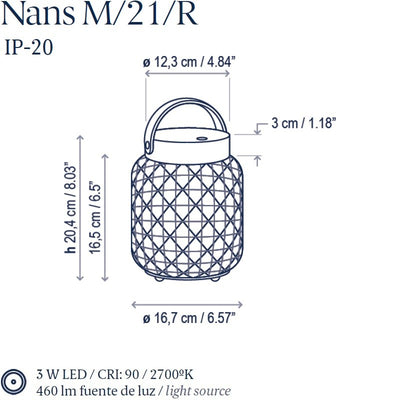 Nans M/21/R Cordless Table Lamp