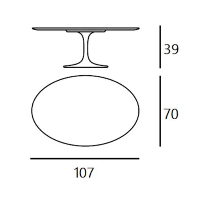 Saarinen - Alçak Oval Sehpa 107 x 70 cm
