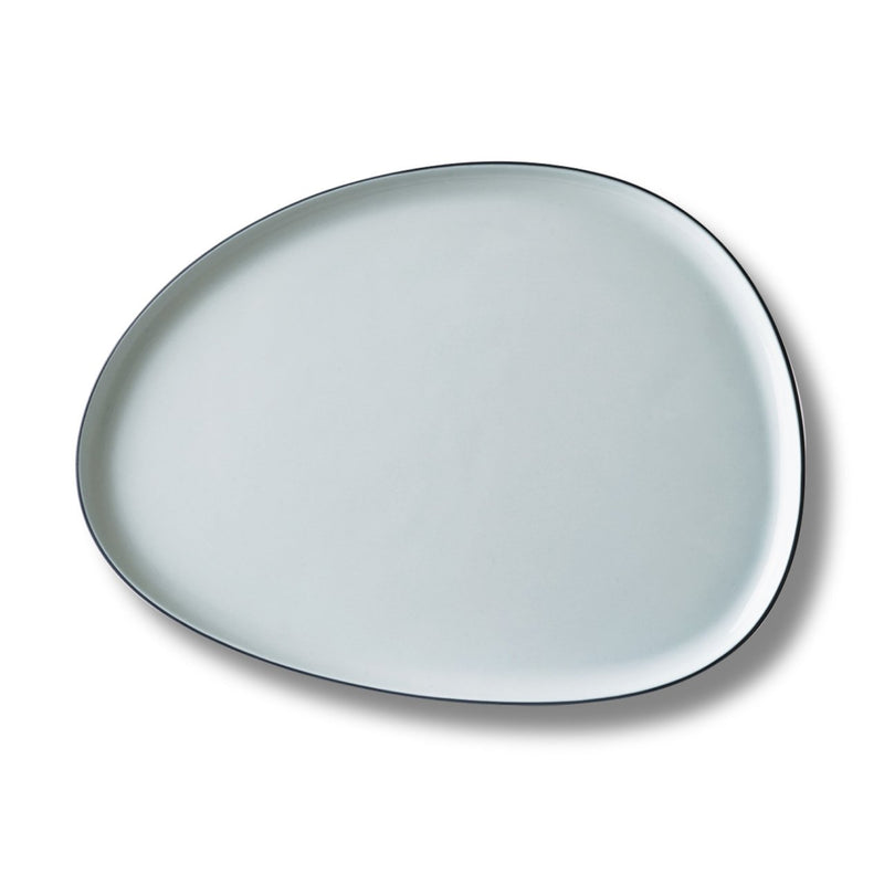 Esma Dereboy Handmade Porcelain Amorf Büyük Boy Tabak, Okyanus&Buz Çift Renk