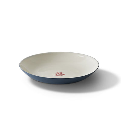 Esma Dereboy Handmade Porcelain Yuvarlak Çukur Tabak, Mercan Desenli Okyanus&Fildişi Rengi